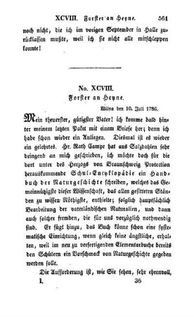 No. XCVIII. Forster an Heyne