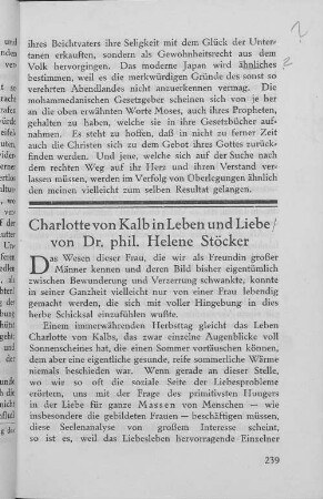 Charlotte von Kalb in Leben und Liebe