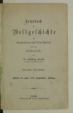 Erster Theil: Alte Geschichte