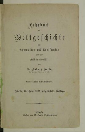 Erster Theil: Alte Geschichte