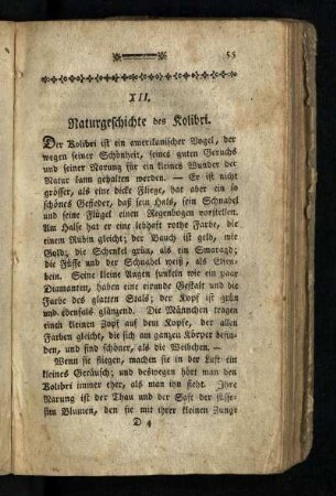 Naturgeschichte des Kolibri