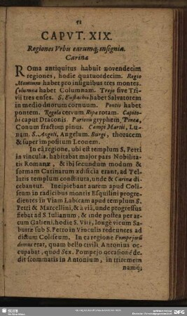 Caput XIX. Regiones Urbis earumq[ue] insignia Carinae