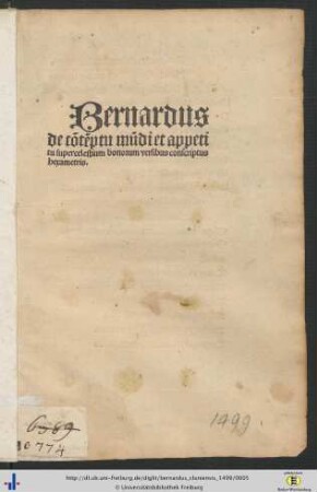 Bernardus de cōtēptu mūdi et appetitu supercelestium bonorum versibus conscriptus hexametris