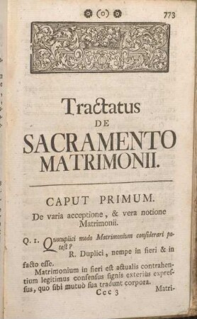 Tractatus De Sacramento Matrimonii.