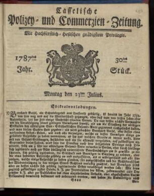30tes Stueck, Montag den 23ten Julius. 1787