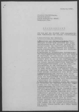 Oberböbingen mit Unterböbingen, Mögglingen und Diaspora: Pfarrbericht 1949