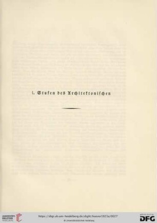 I. Stufen des Architektonischen