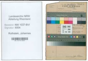 Entnazifizierung Johannes Rothstein , geb. 03.07.1907 (Verw.Sekretaer)