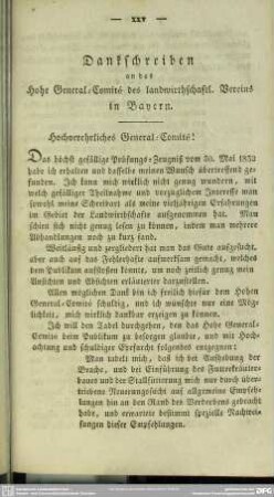 Dankschreiben an das hohe General-Comité des landwirthschaftl. Vereins in Bayern