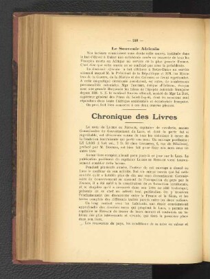 Chronique des Livres.