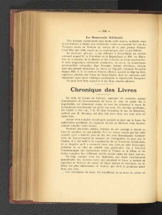 Chronique des Livres.