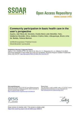 Community participation in basic health care in the user's perspective