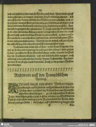 Andtwort auff den Frantzösischen Vortrag