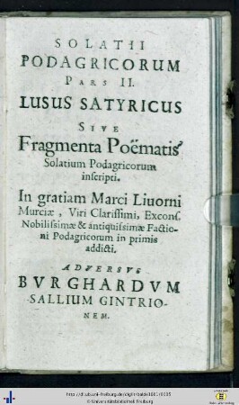 Solatii Podagricorum. Liber II.