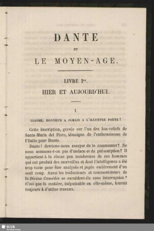 Livre Ier. Hier Et Aujourd´hui