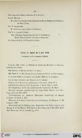 Séance du Comité du 2 août 1880
