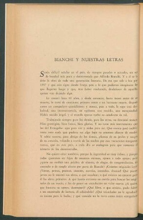 Bianchi y nuestras letras