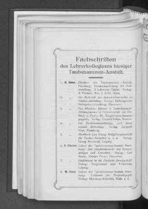 Fachschriften des Lehrerkollegiums hiesiger Taubstummen-Anstalt.