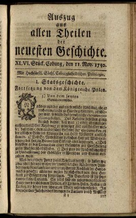 XLVI. Stück. Coburg, den 11. Nov. 1750.