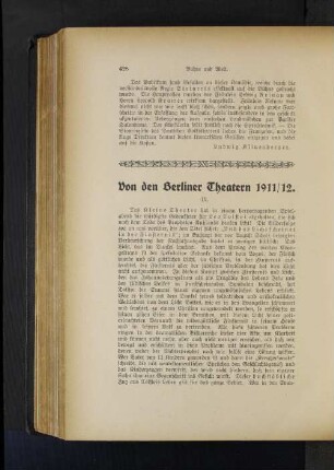 Von den Berliner Theatern 1911/12