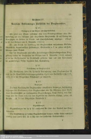 Abschnitt IV. Rechtliche Bestimmungen hinsichtlich des Bergbaurechtes