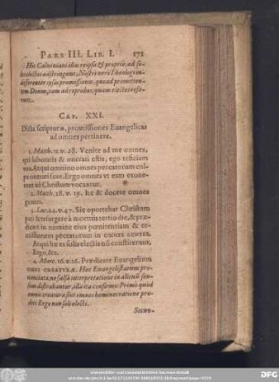 Cap. XXI. Dicta scripturae, promissiones Evangelicas ad omnes pertinere.