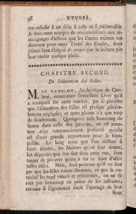Chapitre Second. De l'éducation des Filles.