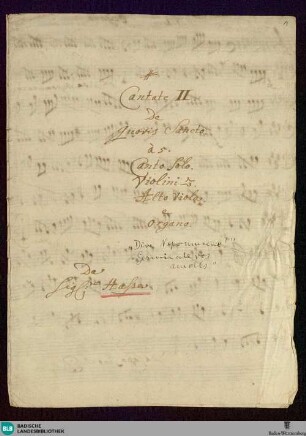 2 Cantatas - Don Mus.Ms. 635 : S, strings, org