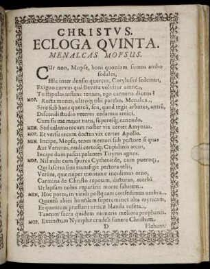 Christus. Ecloga Quinta. Menalcas Mopsus.