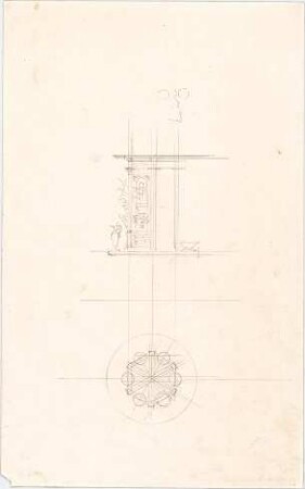 Voit, August von; Feldafing / Starnberger See (Bayern); Königliches Schloss (Königliche Villa) - Pfeiler (Grundriss, Ansicht)