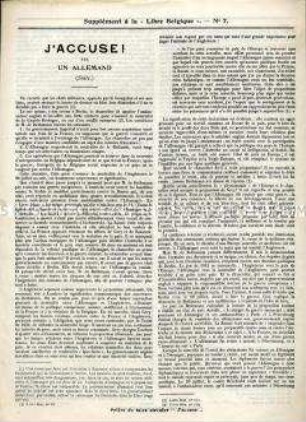 Beilage der illegalen Zeitung aus dem besetzten Belgien "La libre Belgique" u.a. zur Missachtung der belgischen Neutralität