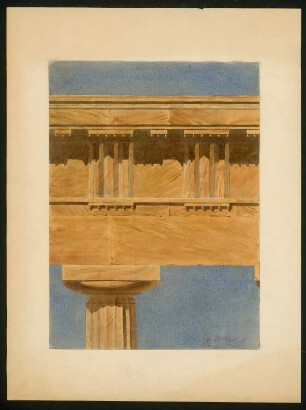 Tempel D, Selinunt: Rekonstruktion der Säulenordnung, Detail Gebälk
