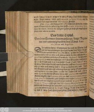 Das dritte Capitel. Von dem Sommer seinem anfange/ lenge/ Regenten/ und witterung durch die drey Monat Iunium, Iulium und Augustum.