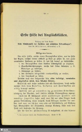 Erste Hilfe bei Unglücksfällen