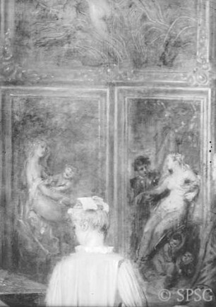 Watteau, Antoine: Ladenschild des Kunsthändlers Gersaint, Detail, GK I 1200.