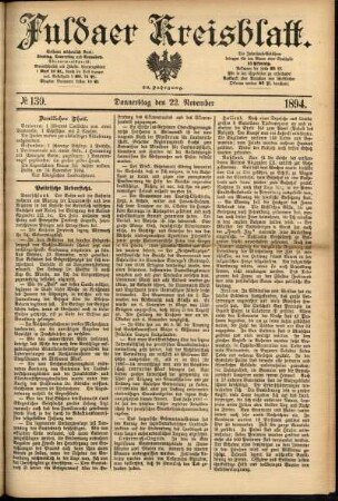 Ausgabe vom Donnerstag, den 22. November 1894.
