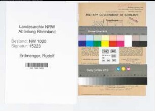 Entnazifizierung Rudolf Erdmenger, geb. 29.09.1911 (Angestellter)