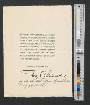 Brief an Werner von Melle
