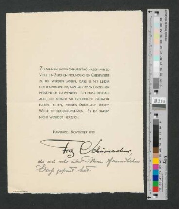 Brief an Werner von Melle