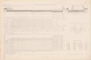 Leesenbrück´sche Schleuse am Finowkanal: Grundriss, Längsschnitt, Details (aus: Atlas zur Zeitschrift für Bauwesen, hrsg. v. G. Erbkam, Jg. 4, 1854)