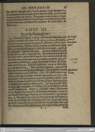 Caput III. Quid sit Conjugium