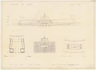 Sportfield Kairo Main Stadium: North Elevation, 2 Ansichten, 2 Grundrisse, 1:200
