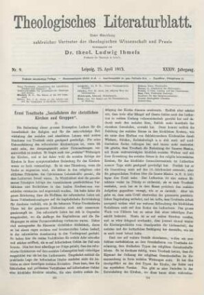 193-198 Troeltsch, Ernst, Die Soziallehren der christlichen Kirchen und Gruppen