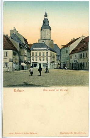 Döbeln. Obermarkt mit Kirche