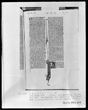 Bibel — Initiale P (etrus), darin Apostel Petrus, Folio 461recto