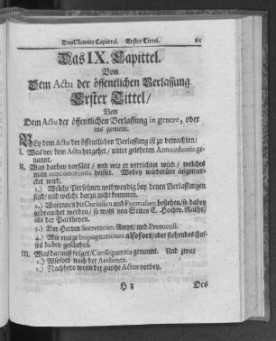 Das IX. Kapittel. Von dem Actu der öffentlichen Verlassung.