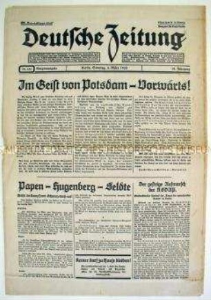 Konservative Tageszeitung "Deutsche Zeitung" zur Reichtagswahl am 5. März 1933