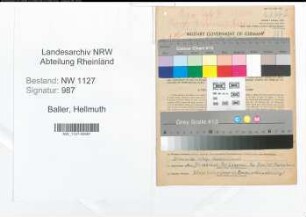 Entnazifizierung Hellmuth Baller , geb. 27.08.1897 (Kaufmann)