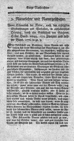 9. Naturlehre und Naturgeschichte.