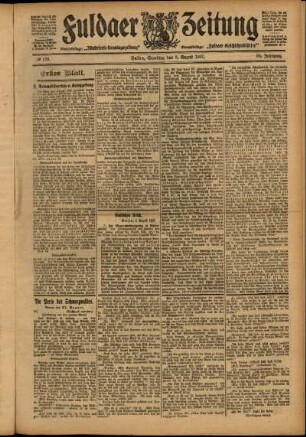 Erste Ausgabe vom Samstag, den 03. August 1907.